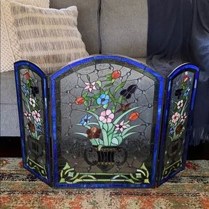Tiffany style stained glass fireplace screen